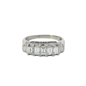Plat 1950's 1.04ct Dia Bar Ring Sz 8.25