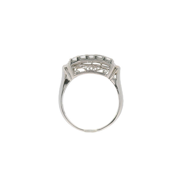 Platinum 1950's 1.04ct Diamond Bar Ring Size 8.25