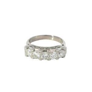 Plat 1950's 1.08ct Dia Bar Ring Sz 6.5