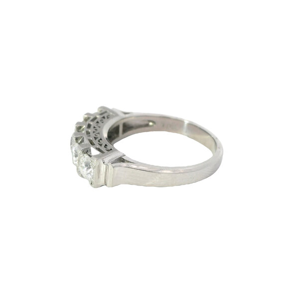 Platinum 1950's 1.08ct Diamond Bar Ring Size 6.5
