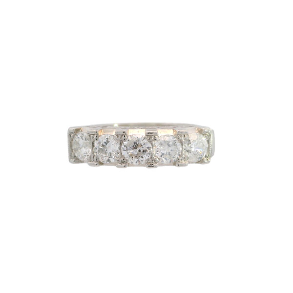Platinum 1950's 1.08ct Diamond Bar Ring Size 6.5