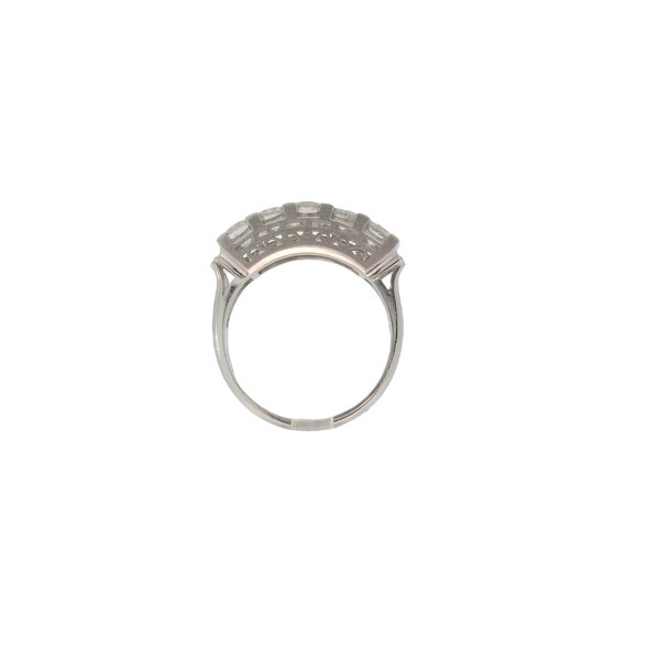 Platinum 1950's 1.08ct Diamond Bar Ring Size 6.5