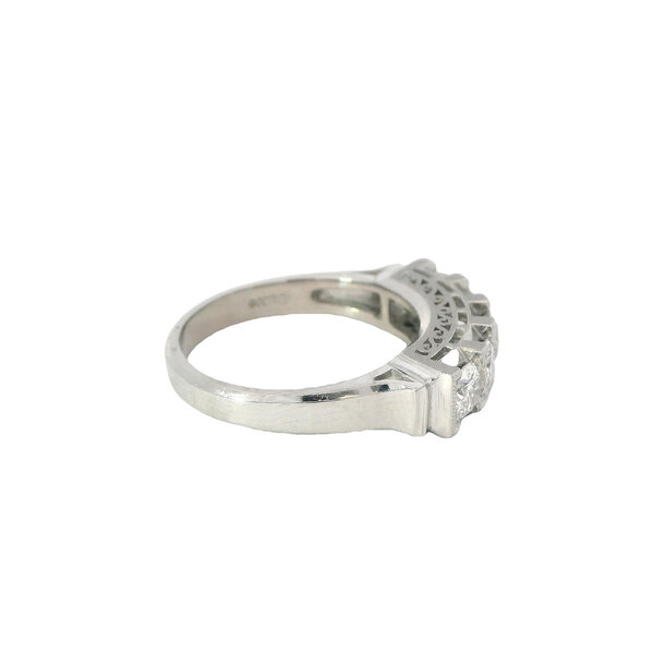 Platinum 1950's 1.08ct Diamond Bar Ring Size 6.5