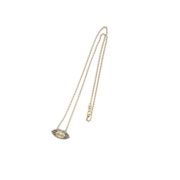 14K Yellow and White Gold Estate .58ct MQ Diamond .06ct Sapphire East To West Necklace 18"