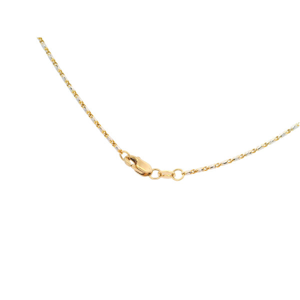 14K Yellow and White Gold Estate .58ct MQ Diamond .06ct Sapphire East To West Necklace 18"