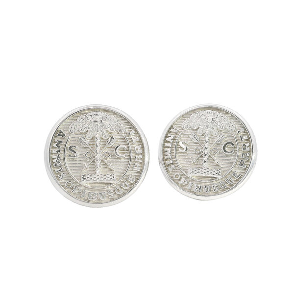 Sterling Silver Textured Citadel Button Cufflinks