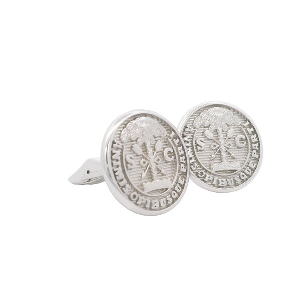 Sterling Silver Textured Citadel Button Cufflinks