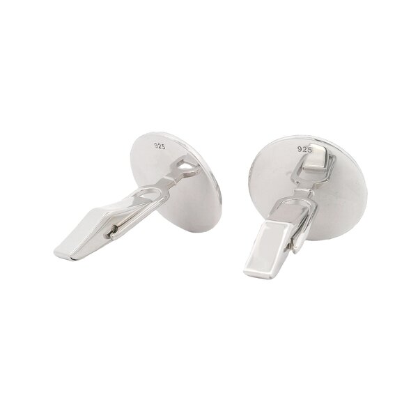 Sterling Silver Textured Citadel Button Cufflinks