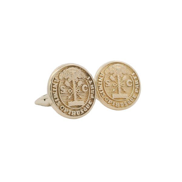 Sterling Silver/ Gold Plated Textured Citadel Button Cufflinks