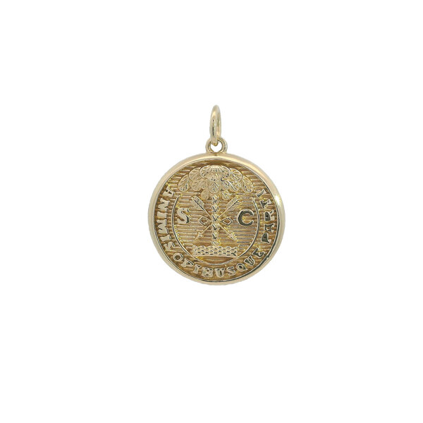 Sterling Silver/Gold Plated Textured Citadel Button Pendant