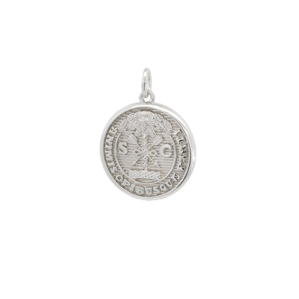 Sterling Silver Textured Citadel Button Pendant
