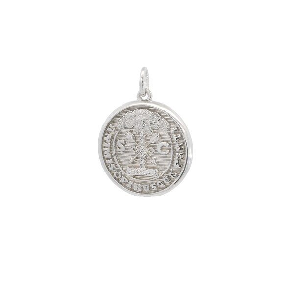Sterling Silver Textured Citadel Button Pendant