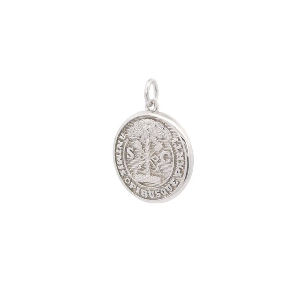 Sterling Silver Textured Citadel Button Pendant