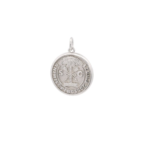 Sterling Silver Textured Citadel Button Pendant