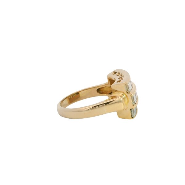 18K Yellow Gold 1960's 2.32ct Asscher Cut Diamond Triple Row Ring Size 6