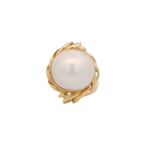 18KY 1960's 15mm Mabe Pearl Ring Sz 7.25
