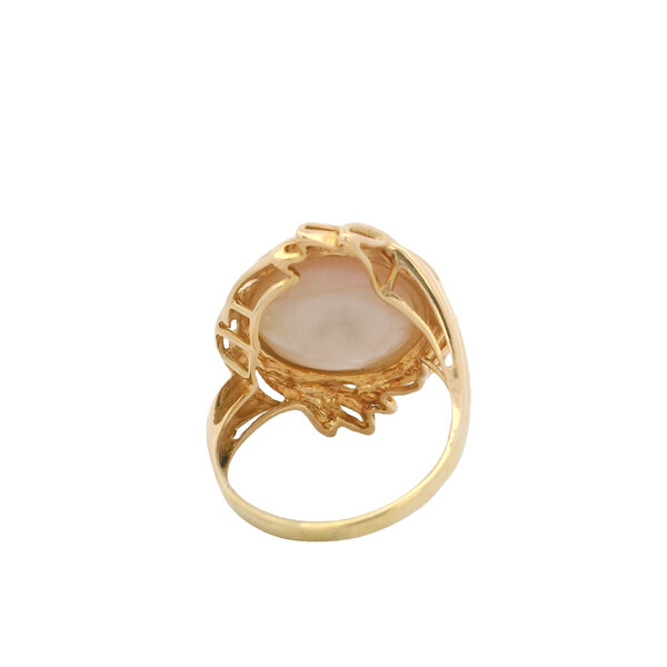 18K Yellow Gold 1960's 15mm Mabe Pearl Ring Size 7.25