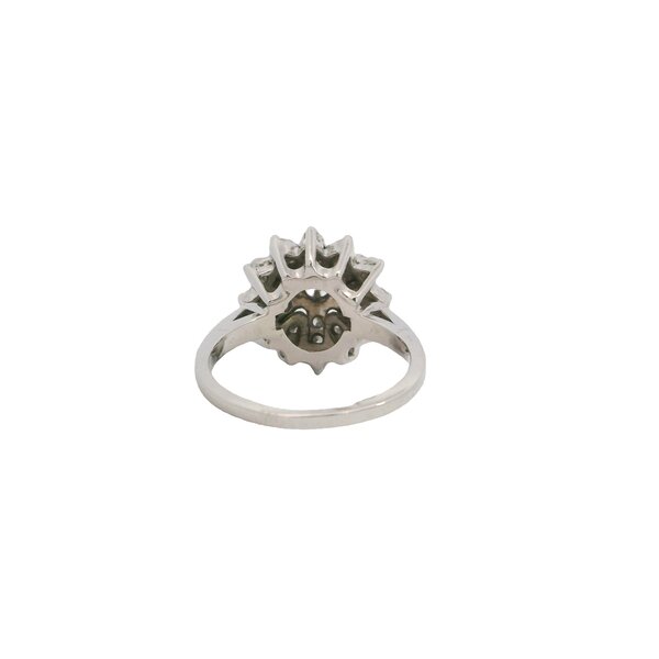 14K White Gold 1950's .55ct Diamond Cluster Ring Size 5.75