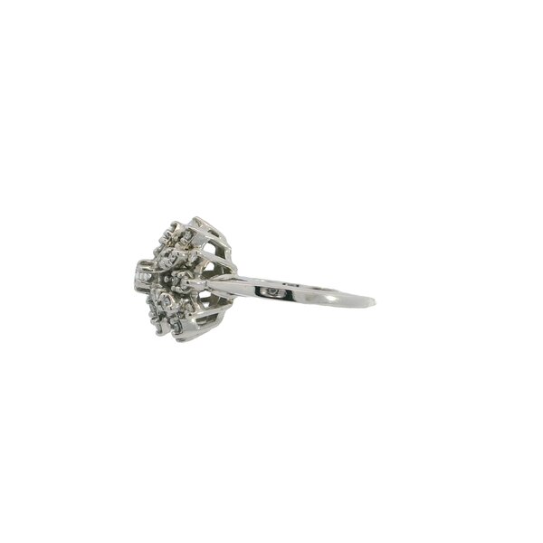 14K White Gold 1950's .55ct Diamond Cluster Ring Size 5.75