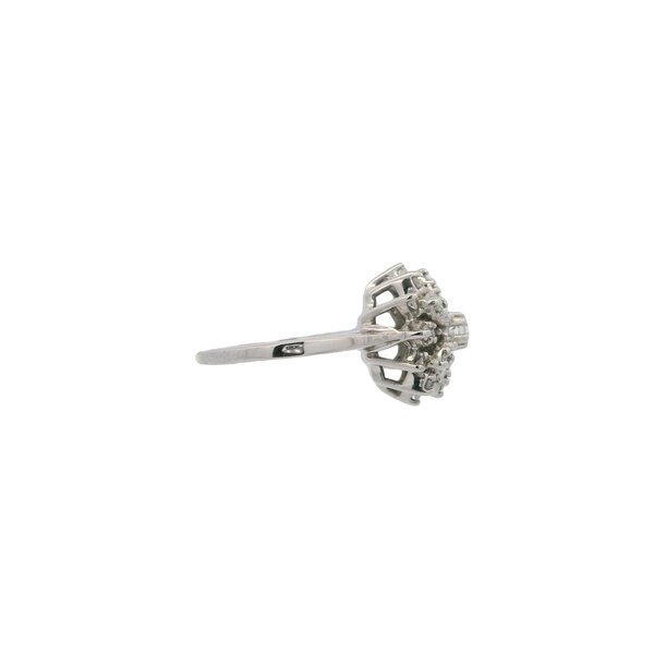 14K White Gold 1950's .55ct Diamond Cluster Ring Size 5.75