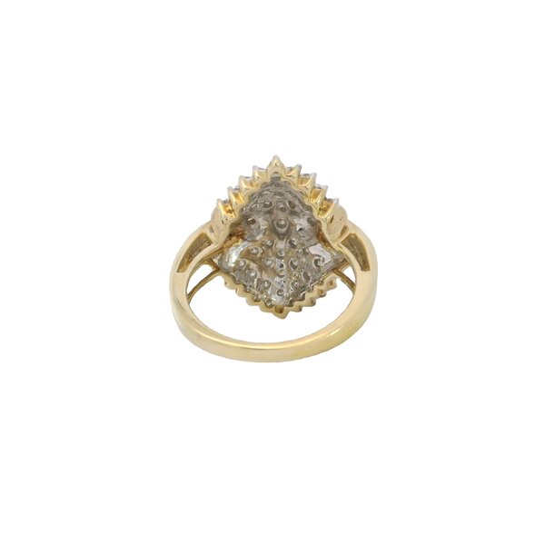 10K Yellow Gold 1980's 1ct Diamond Cluster Ring Size 7
