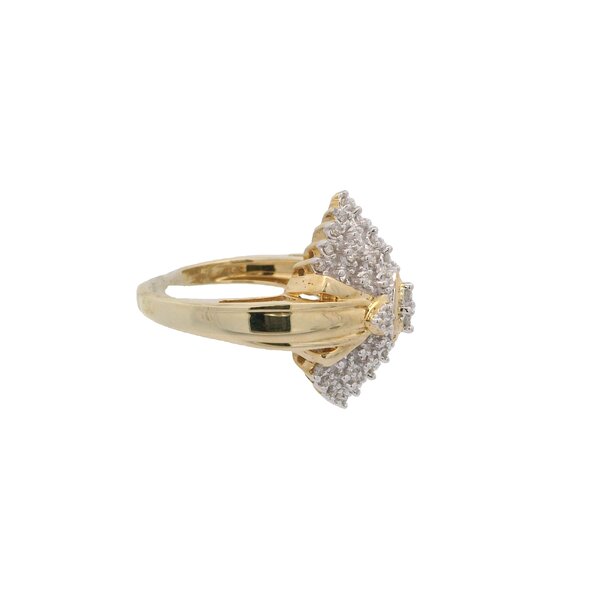 10K Yellow Gold 1980's 1ct Diamond Cluster Ring Size 7