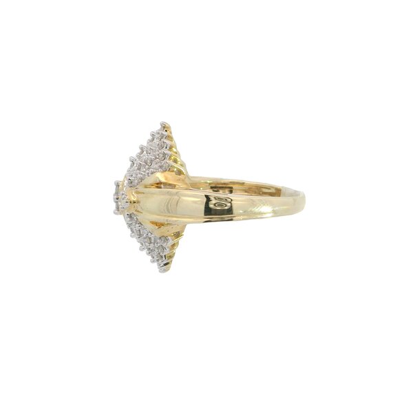 10K Yellow Gold 1980's 1ct Diamond Cluster Ring Size 7