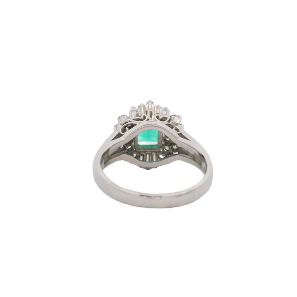 Platinum 1950's 1.04ct Emerald .40ct Diamond Ballerina Style Ring Size 5 GIA Certified