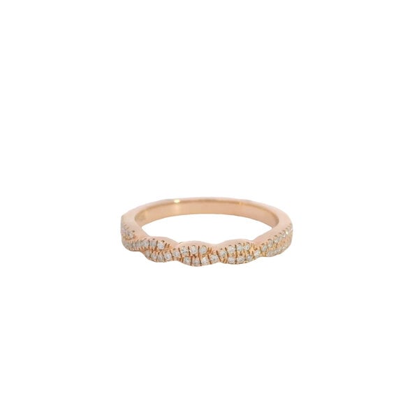 14K Rose Gold .15ct Diamond Twisted Band Size 7