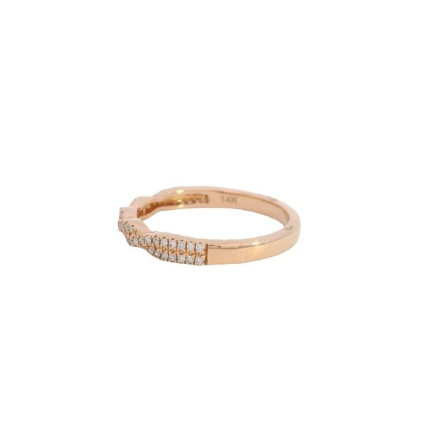 14K Rose Gold .15ct Diamond Twisted Band Size 7
