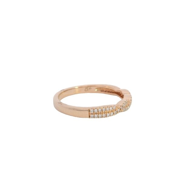 14K Rose Gold .15ct Diamond Twisted Band Size 7