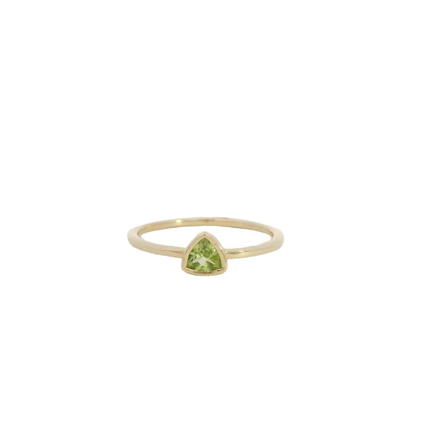 10K Yellow Gold .35ct Bezel Set Peridot Ring Size 6.75