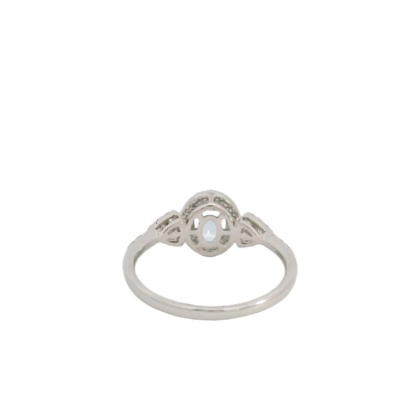 14K White Gold .70ct Oval Aquamarine & .27ct Diamond Ring Size 6.5