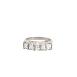 Plat 1950's 5 Stone 1.33ct Asscher Dia Bar Style Band Sz 5.5