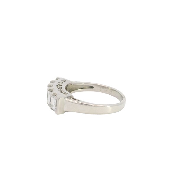 Platinum 1950's 5 Stone 1.33ct Asscher Diamond Bar Style Band Size 5.5