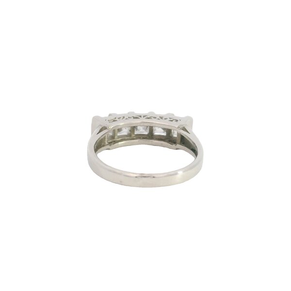 Platinum 1950's 5 Stone 1.33ct Asscher Diamond Bar Style Band Size 5.5
