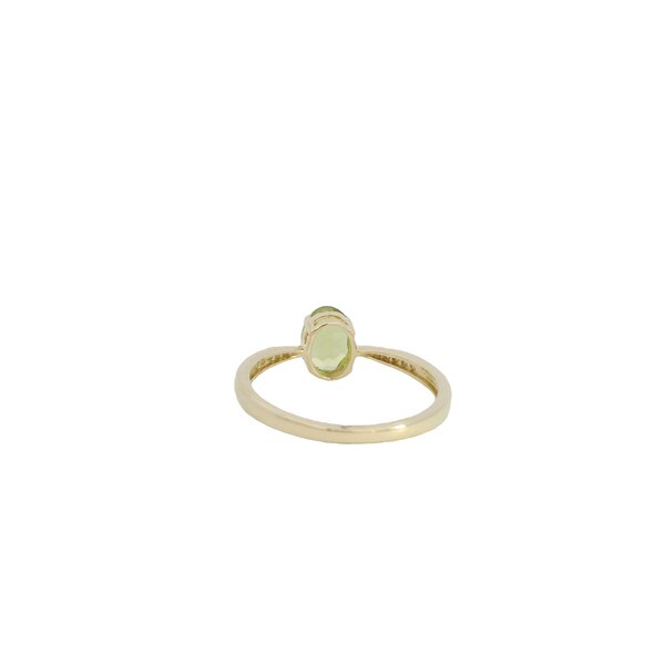 10K Yellow Gold .76ct Oval Peridot .05ct Diamond Ring Size 6.5