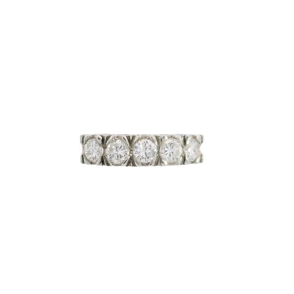Platinum 1950's 1.03ct Diamond Bar Style Ring Size 6.25