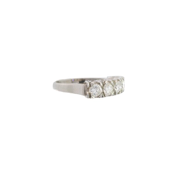 Platinum 1950's 1.03ct Diamond Bar Style Ring Size 6.25