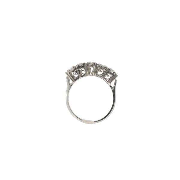 Platinum 1950's 1.03ct Diamond Bar Style Ring Size 6.25
