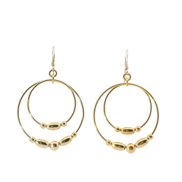 GF Charleston Rice Bead Double Circle Earrings