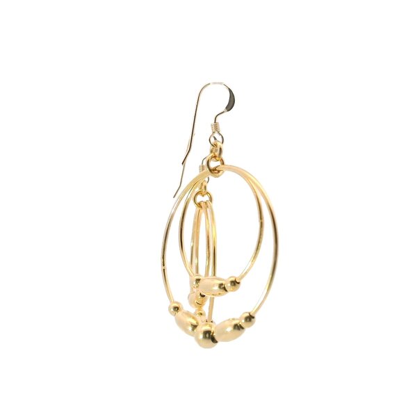 Gold Filled Charleston Rice Bead Double Circle Earrings