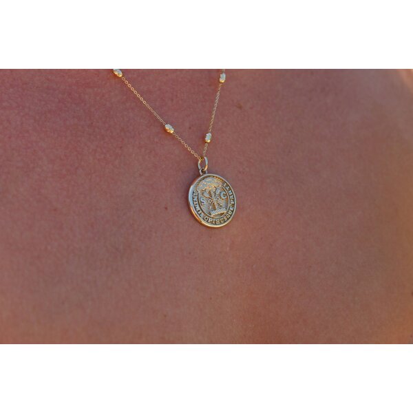 Gold Plated Textured Citadel Button Pendant