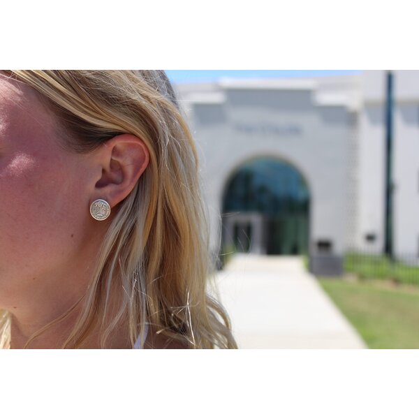 Sterling Silver Citadel Button Post Earrings