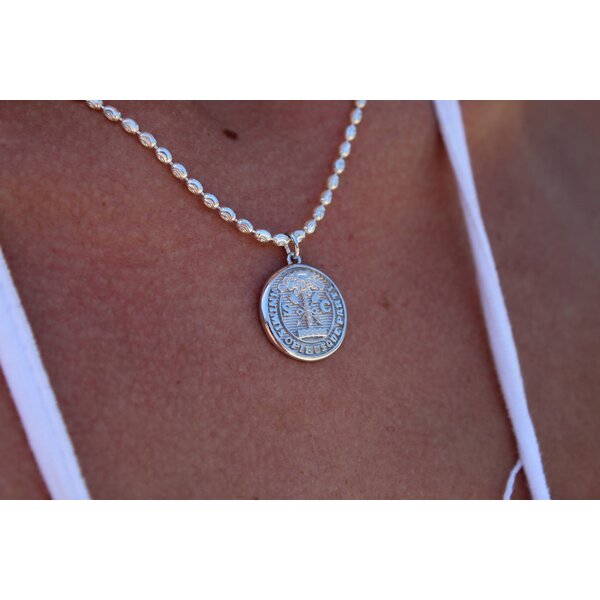 Sterling Silver Textured Citadel Button Pendant