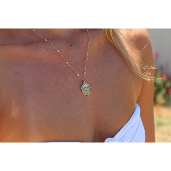 Gold Plated Textured Citadel Button Pendant