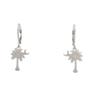 SS GC CZ Palmetto & Moon Dangle Earrings- Leverback