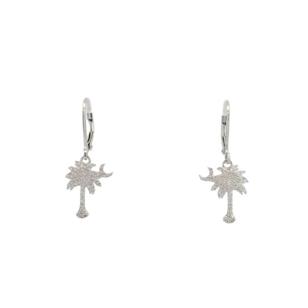 Sterling Silver GC Original CZ Palmetto & Moon Leverback Dangle Earrings