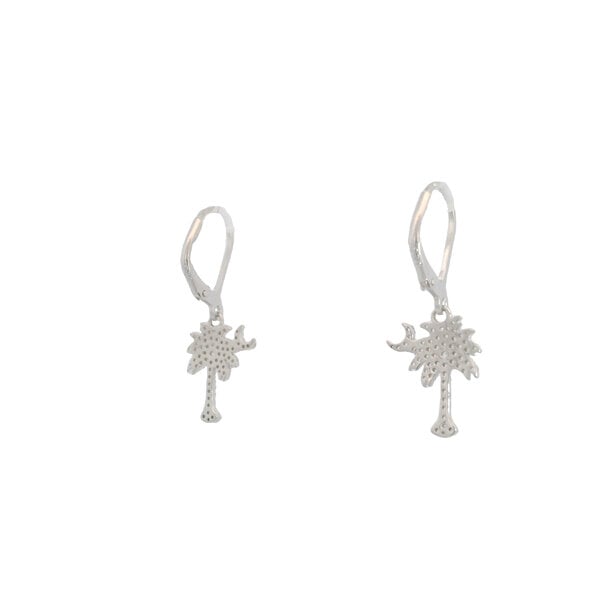 Sterling Silver GC Original CZ Palmetto & Moon Leverback Dangle Earrings