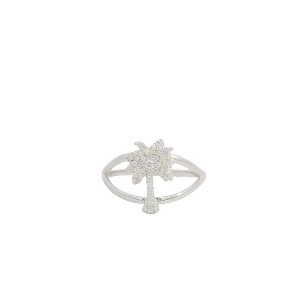 Sterling Silver CZ Palmetto Split Shank Ring